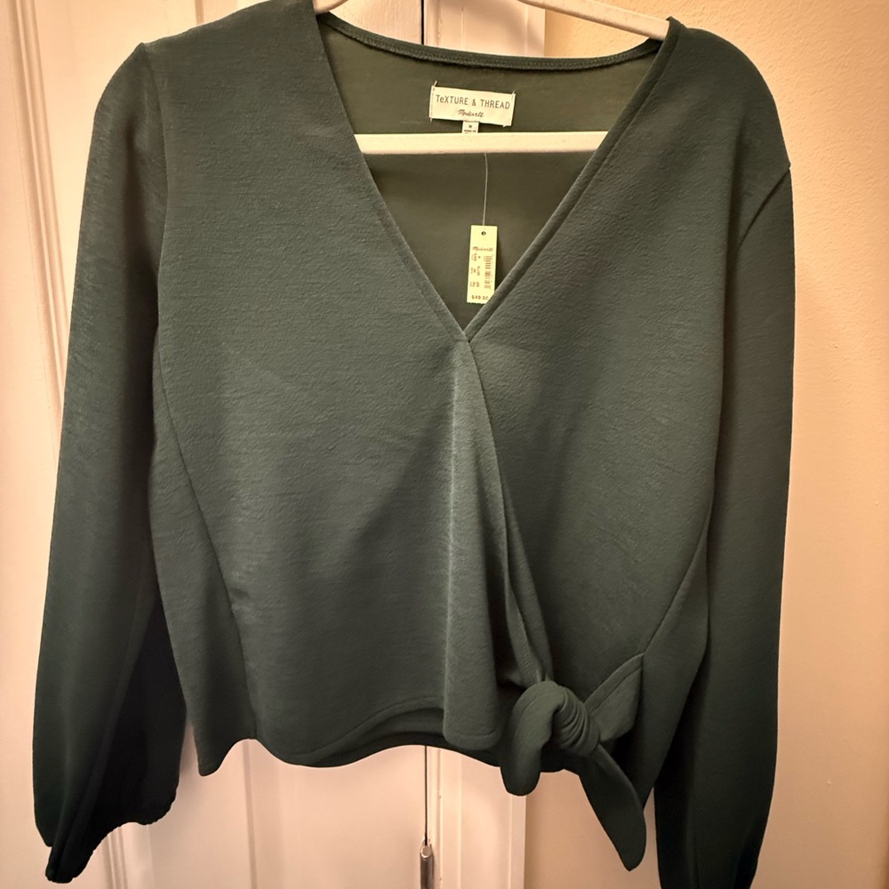 NWT Madewell Deep Green Wrap Blouse